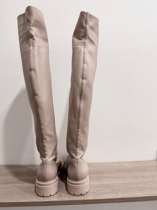Gianvito Rossi Marsden 20 Faux Leather Over-the-Knee Boots Cream Women's EU 40