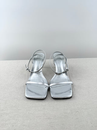 Schutz metallic mid heel sandals, 6.5