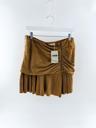 Veronica Beard Ruched Suede Mini Skirt, 6