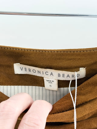 Veronica Beard Ruched Suede Mini Skirt, 6