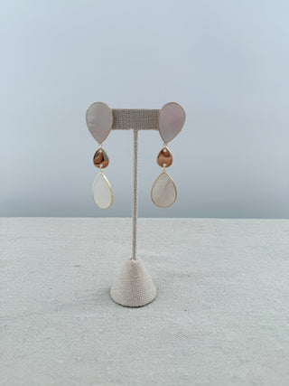 Ramy Brook mother-of-pearl statement drop earrings featuring layered teardrop accents