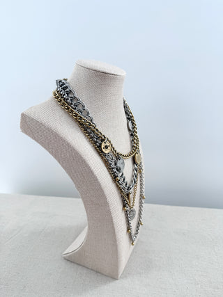 Dolce and Gabbana tiered 4 strand necklace with DG logo coin embossing
