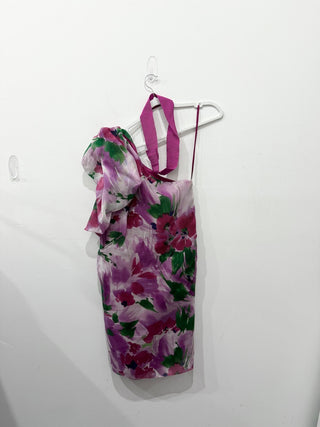 Carolina Herrera asymmetrical 100% silk floral midi dress, 0