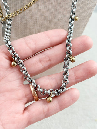Dolce and Gabbana tiered 4 strand necklace with DG logo coin embossing