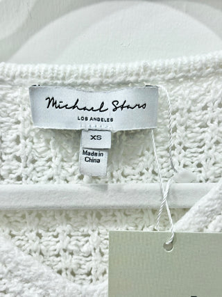 Michael Stars Kelsie Chunky Waffle Oversized V-Neck Sweater Ivory Womens Size XS
