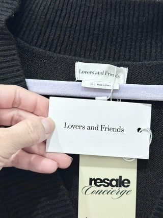 NWT Lovers and Friends Skyla V-Neck Mini Sweater Dress Black Women's Size XS