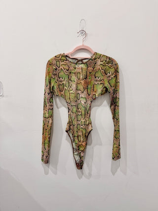 Dundas x Revolve semi sheer snake print cut out bodysuit, s