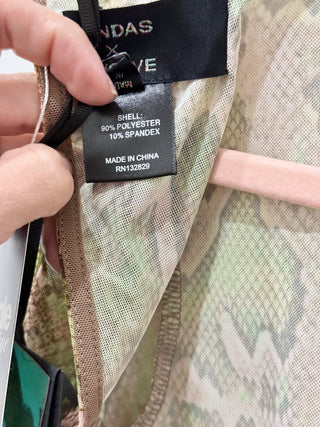 Dundas x Revolve semi sheer snake print cut out bodysuit, s