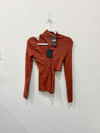 Michael Costello X Revolve cut out ribbed turtleneck top, S