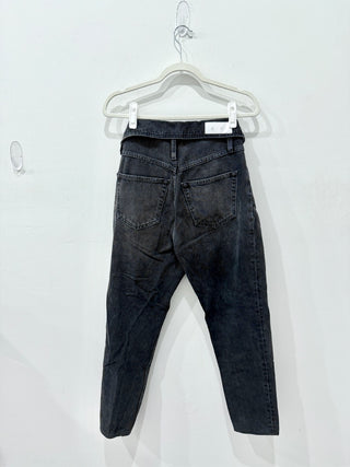 RE/Done Originals 80s High Rise Button Fly Fold Over Jean Vintage Noir Womens 25