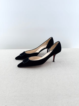 Christian Louboutin mid heel pointy velvet pumps, 38
