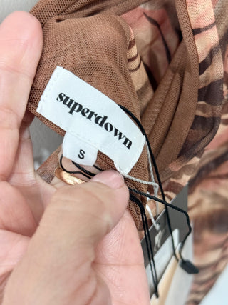 Superdown animal print mesh crop top, S