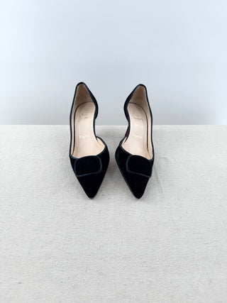 Christian Louboutin mid heel pointy velvet pumps, 38