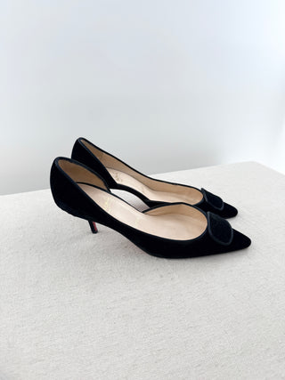 Christian Louboutin mid heel pointy velvet pumps, 38