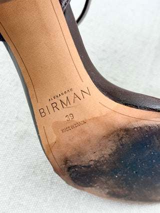 Alexandre Birman leather knot and raffia block heel sandals, 39