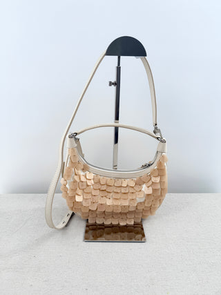 Staud mini sasha bag leather and satin with embellishments