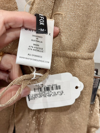 White fox lurex metallic set top and shorts, top M / shorts XS