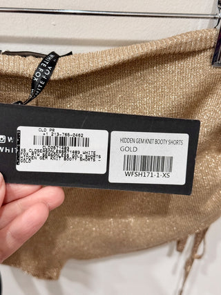 White fox lurex metallic set top and shorts, top M / shorts XS