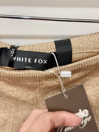 White fox lurex metallic set top and shorts, top M / shorts XS