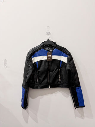 Lioness faux leather color block jacket moto, M