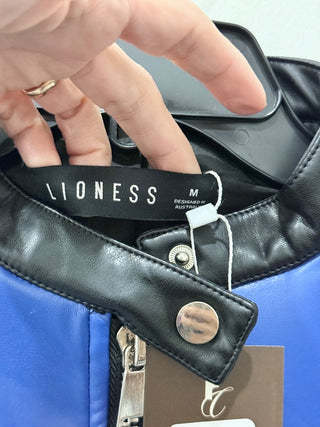 Lioness faux leather color block jacket moto, M