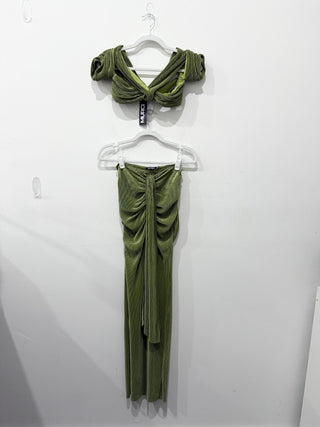 Murci draped plisse coord set top and maxi skirt, S/2