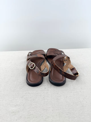Odaje flat snakeprint leather sandals, 37