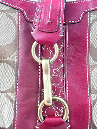 Coach hamptons signature shoulder bag leather and monogram canvas