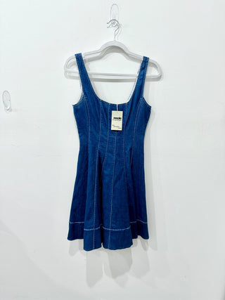 Staud fit and flare denim mini dress, 6