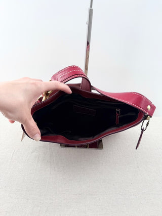 Coach hamptons signature shoulder bag leather and monogram canvas