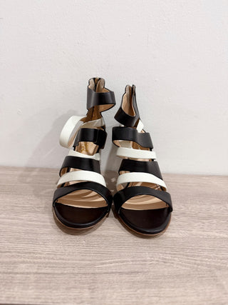 NWOT Jerome Rousseau Topanga Bi-Color Leather Gold Heel Caged Booties EU 37.5