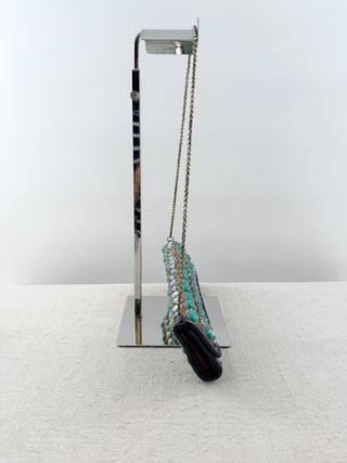 Santi hand beaded jeweled clutch with chain bag