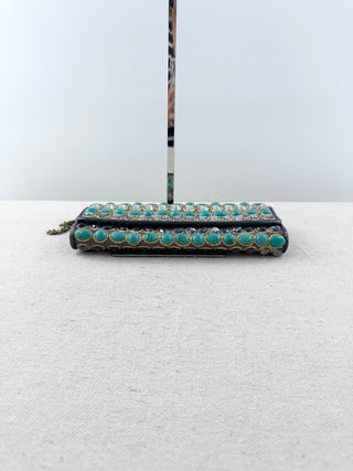 Santi hand beaded jeweled clutch with chain bag