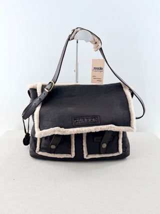 Cardon leather and shearling messenger bag