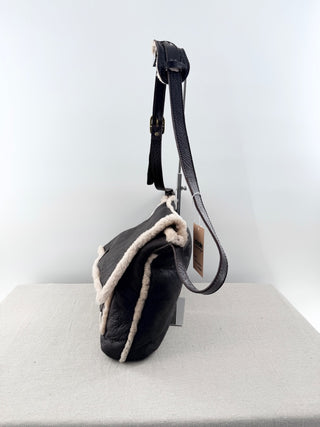 Cardon leather and shearling messenger bag