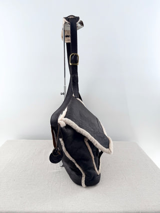 Cardon leather and shearling messenger bag