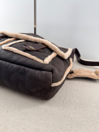 Cardon leather and shearling messenger bag