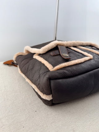 Cardon leather and shearling messenger bag