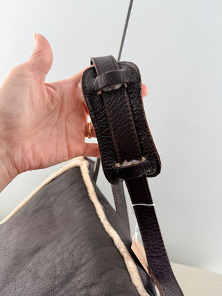 Cardon leather and shearling messenger bag