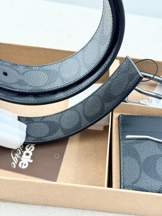 Coach gift set leather belt and card case, 42