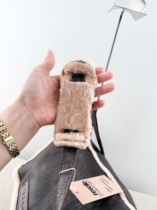 Cardon leather and shearling messenger bag