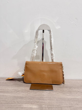 Tory Burch patent textured leather flap bag with chain