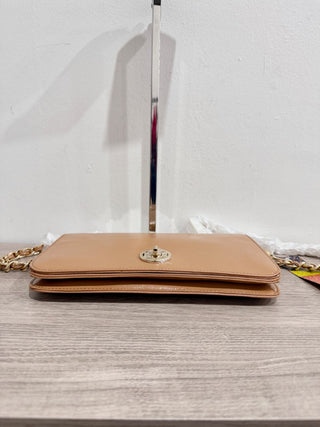 Tory Burch patent textured leather flap bag with chain