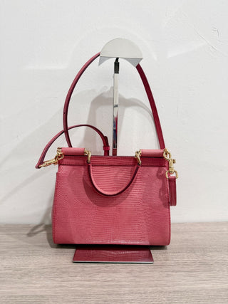 Dolce and Gabbana textured leather small Sicily embellished crystal logo bag