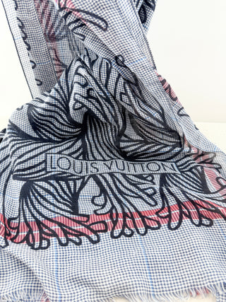 Louis Vuitton rope print wool silk blend large scarf stole