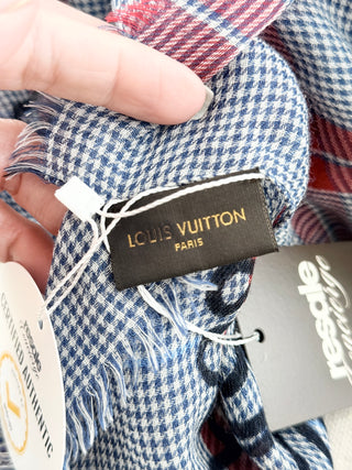 Louis Vuitton rope print wool silk blend large scarf stole