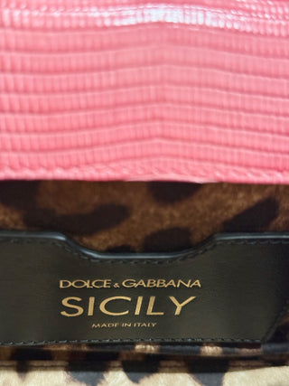 Dolce and Gabbana textured leather small Sicily embellished crystal logo bag