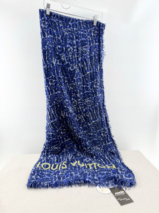 Louis Vuitton cashmere blend silk scarf leopard print with bold lettering