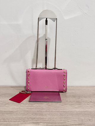 Valentino leather studded wallet on chain bag new