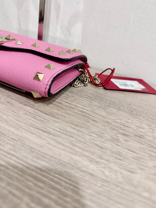 Valentino leather studded wallet on chain bag new